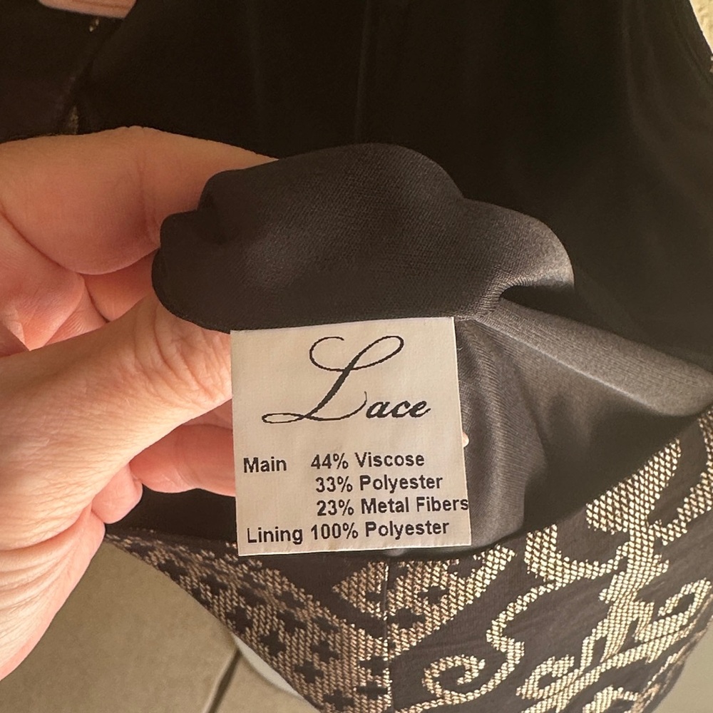 Lace the Label Black and Gold Lamè Patterned Long Sleeve Mini Dress - Picture 6 of 7